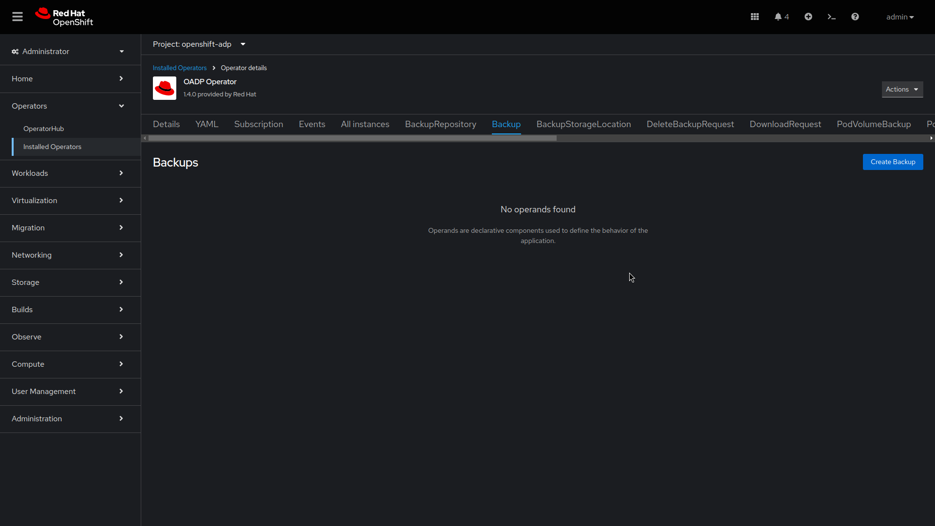 Image of screen for a virtual machine backup